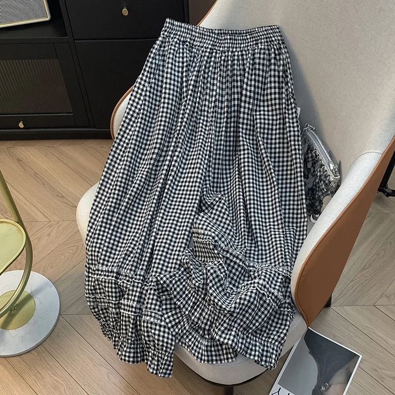 

Women Pant Long Pants Vintage Bloomers Plaid High Waist Straight Trousers Y2k Streetwear Elegant Work Casual Loose 2026 Spring