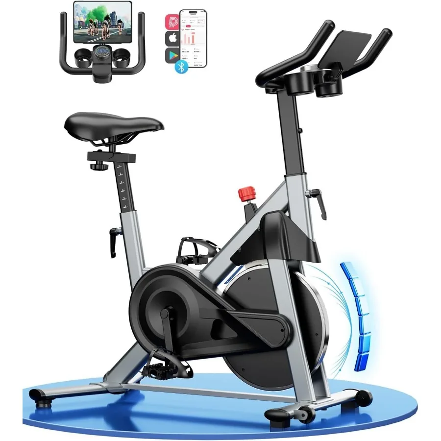 

Внутренний стационарный велотренажер для домашнего спортзала с тормозной колодкой, низкий уровень шума, весовая емкость 300 фунтов с креплением для ЖК-монитора