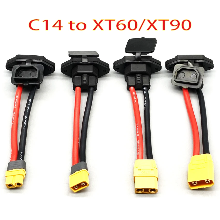 Male Female XT60/XT90 to C14 3pin Power Socket XT60 XT90 Battery Car Charging Wire Connector New Energy E-bike Charging Cable