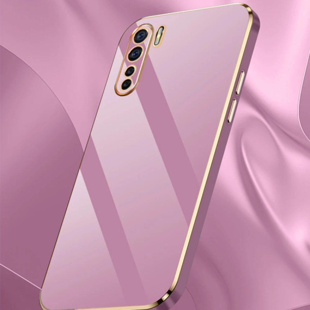 For OPPO A91 Case Oppo A91 Phone Case CPH2001 CPH2021 Luxury Square Plating ShockProof Silicone Back Cover oppo a91 Cases