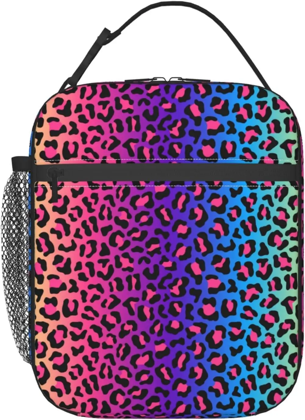 Rainbow Leopard Prints Lunch Bag, Insulated Lunch Box for Women Adult,Tote Bag for Picnic Office Travel Beach or Hiking
