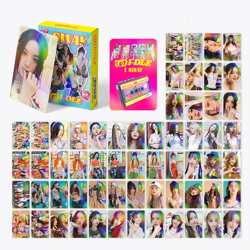 50Pcs/Box KPOP GIDLE Laser Photocard HD Photo LOMO Card Two-side Songyuqi Minnie So-yeon ChoMiYeon Shuhua Fans Collection Cards