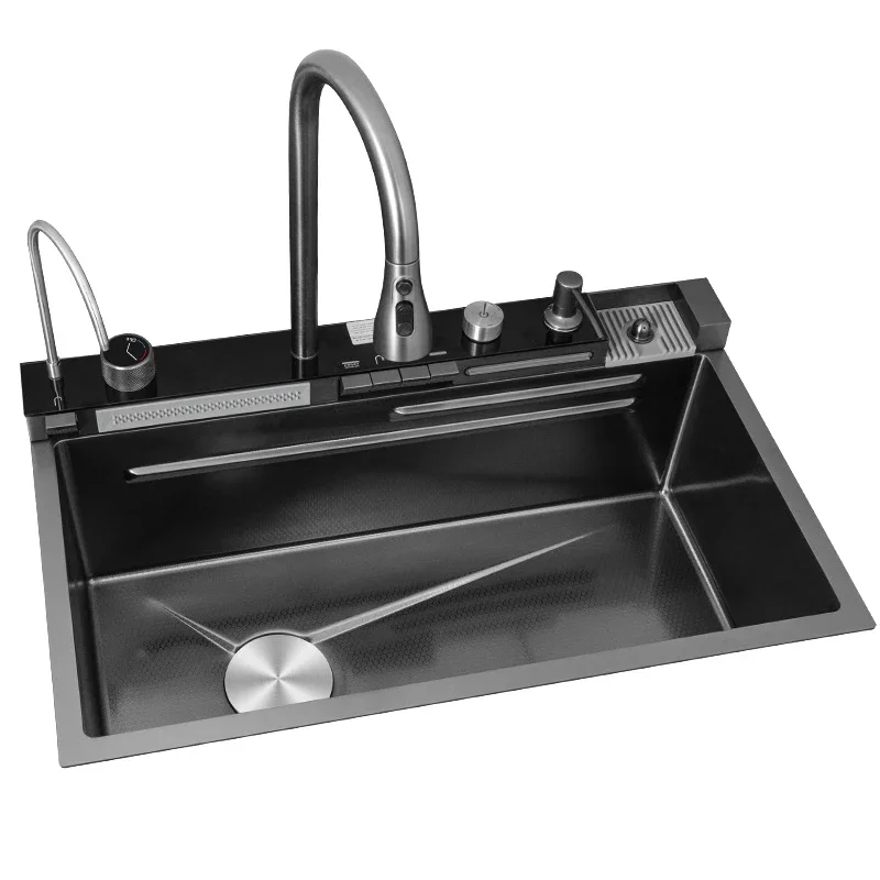 Single Bowl Multi Function Sink Kitchen 304 Stainless Steel Black Kitchen Sink