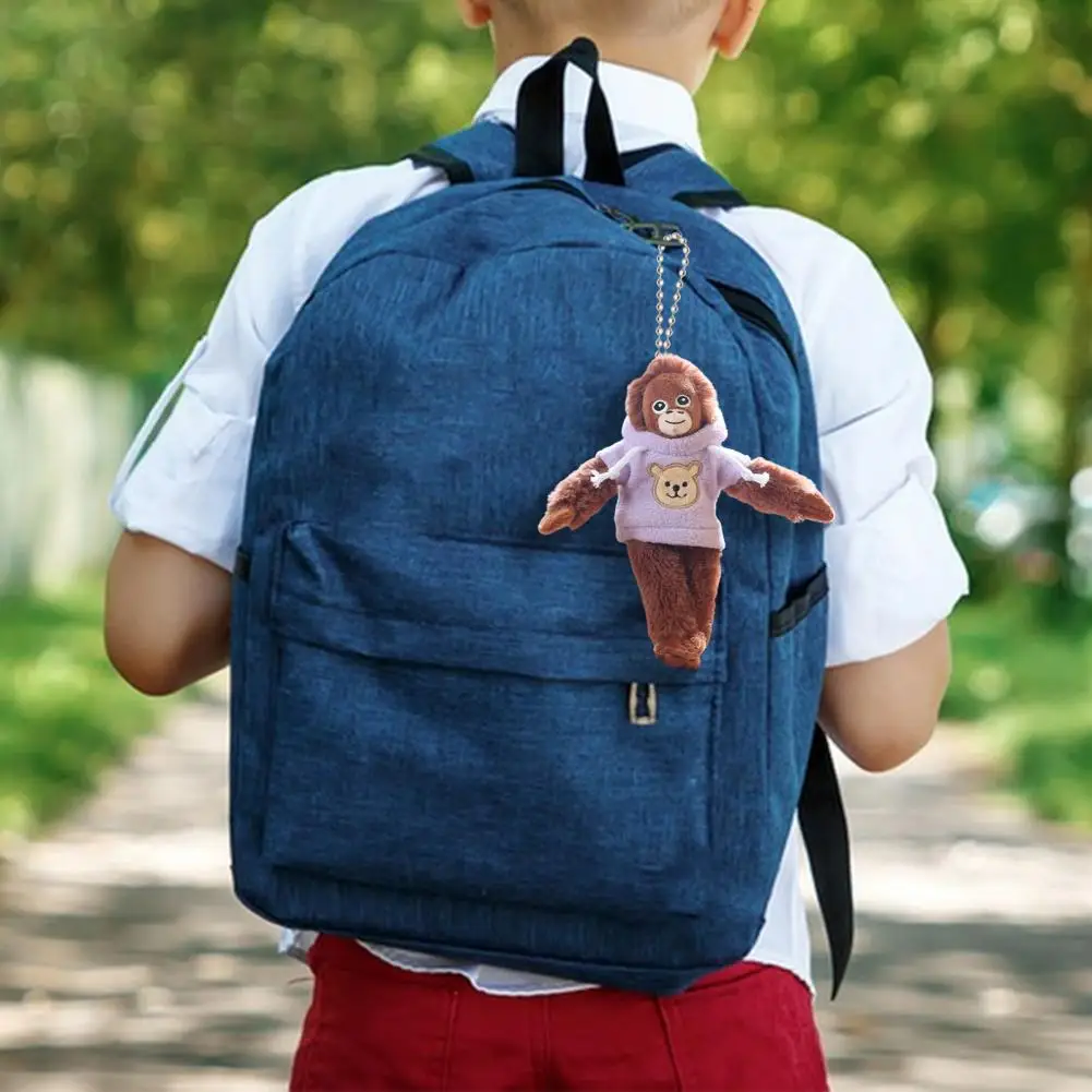 Doll Pendant Plush Monkey Cute Hanging Decoration for Bags Adorable Plush Monkey Keychain with Removable Hoodie Jacket Soft Bag