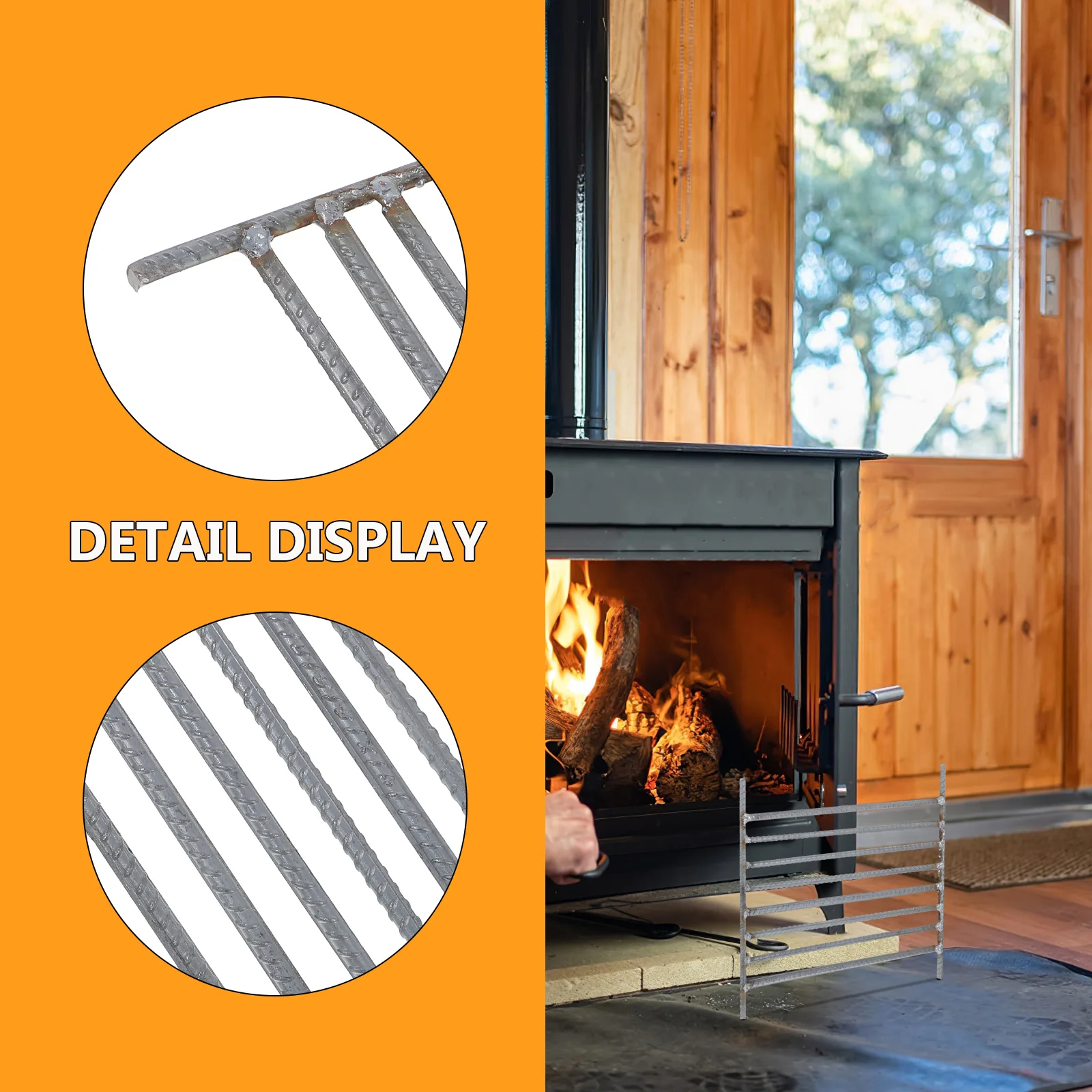 Heavy Duty Steel Fireplace Grate Portable Thickened Design Heat Resistant Sturdy Construction for Iron Stoves Fireplaces