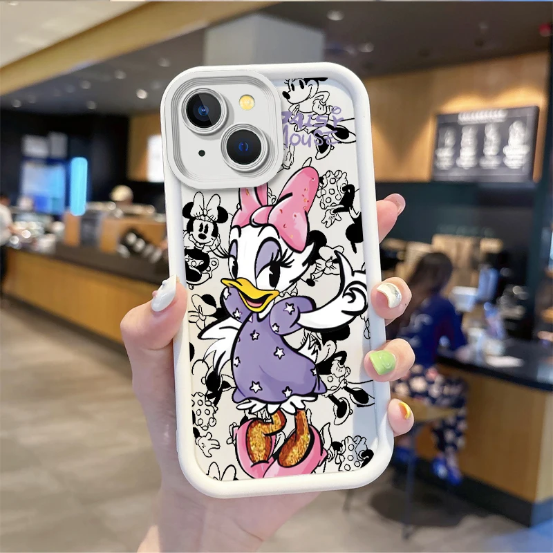 Funda de silicona antideslizante con dibujos animados de Mickey y Minnie Disney para iPhone, 15, 14, 13, 12, 11 Pro Max, 15, 14, 8, 7, 6 Plus, 8, 7, 6