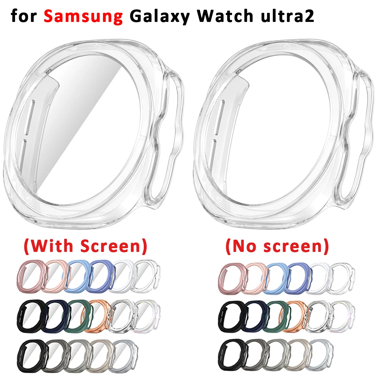 PC-Gehäuse aus gehärtetem Glas für Samsung Galaxy Watch Ultra2 47 mm, Displayschutzfolie für Galaxy Ultra 2, ohne Bildschirm, Bumper-Rahmenabdeckung