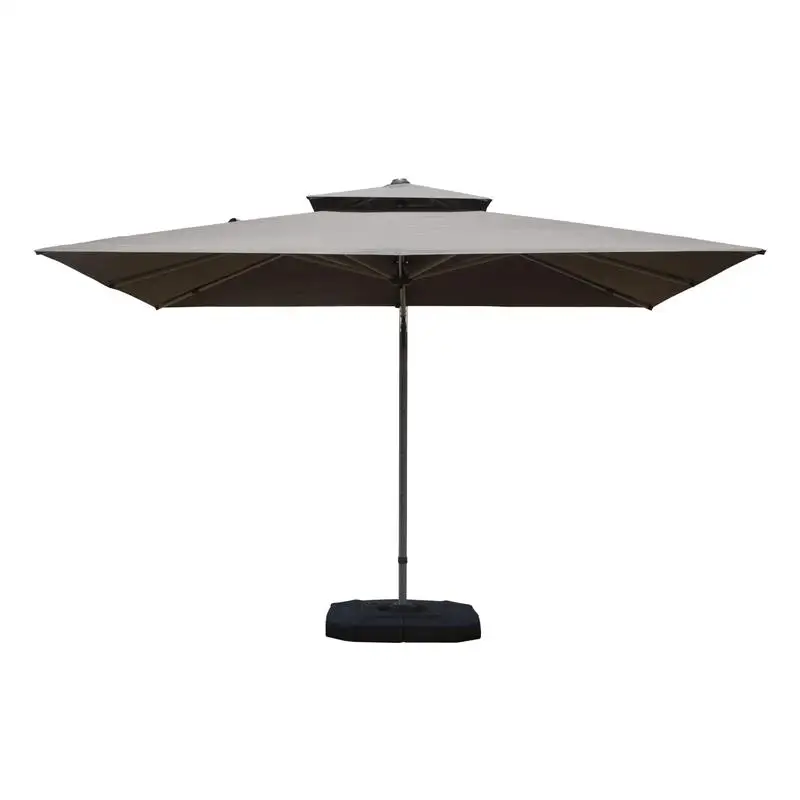 

9ft x 11ft Rectangular Cantilever Umbrella with Center Pole, Gray Color, Base Not Included