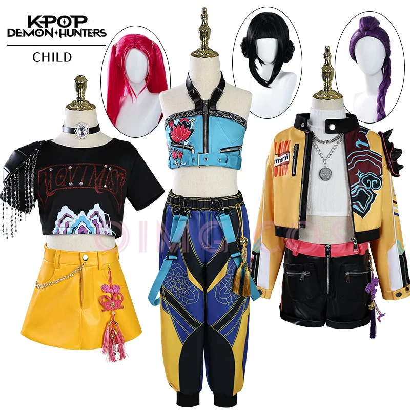 

Kids Child K-POP Demon Hunters Rumi Cosplay Costume Mira Zoe Carnival Anime Halloween Party Masquerade Costumes Women Game