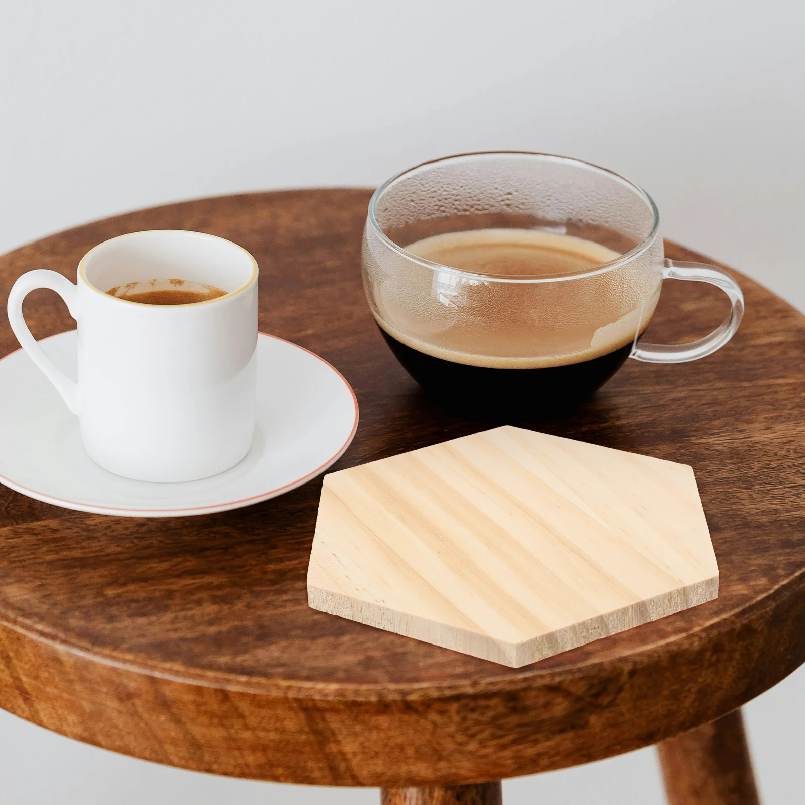 

6Pcs DIY Hexagonal Wooden Coasters Cup Pads Unfinished Non-Slip Surface Crafting Accessories Decorative Coasters