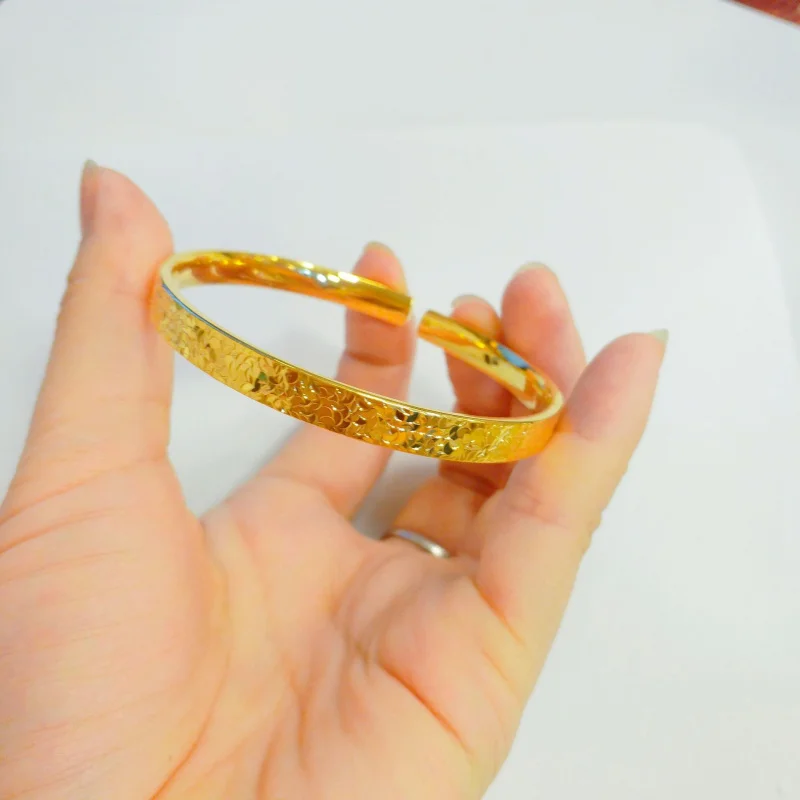 

Crushed Ice Bracelet and Ring Set Vietnamese Sand Fashionable Elegant Yellow Crushed Ice Open Bracelet for Women