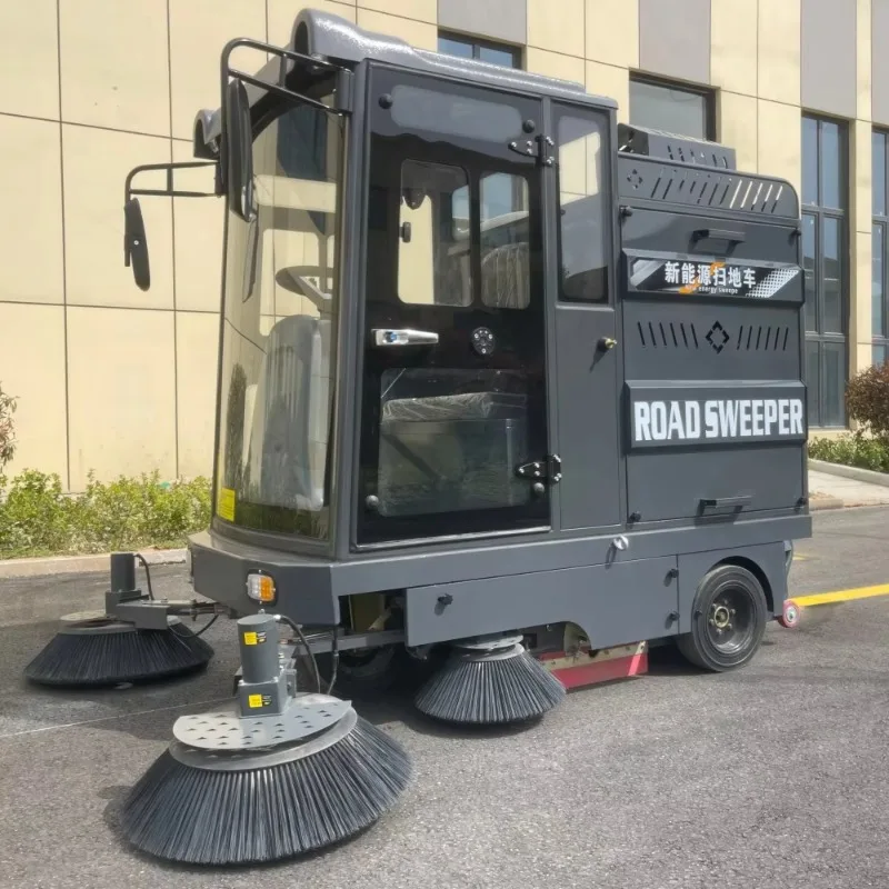 Enclosed Cabin Electric Street Sweeper Truck with Water Spray for All Weather Municipal Industrial Cleaning High Quality