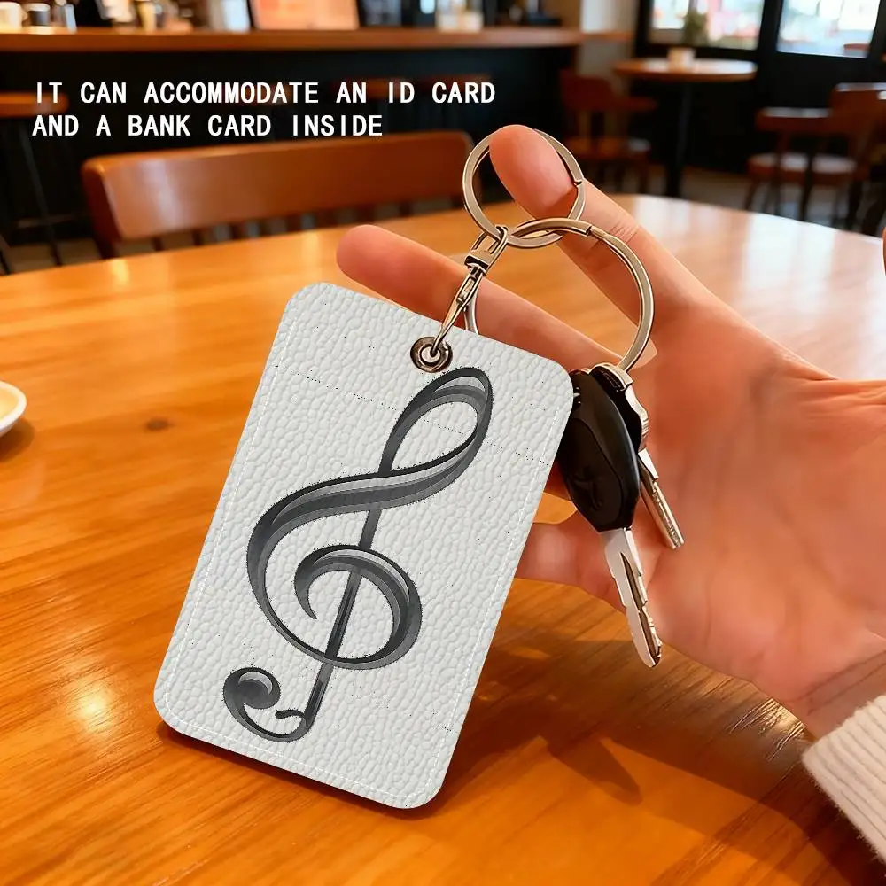 Korean Ins Personality Sweet Cool Grey Art Big Note Card Holder Keychain Key Ring Access Protective Case For Security Gift