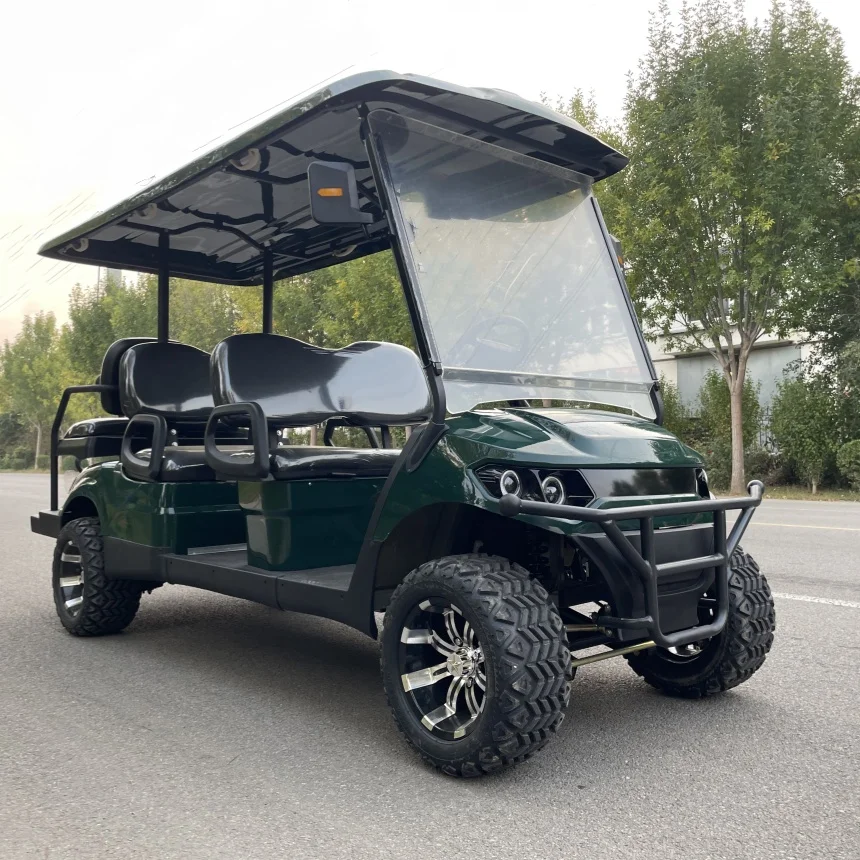 6 Seater Golf Cart Off-Road Cart With Golf Bag Straps And Basket With Folding Windshield Sand Bucket Electric Off-Road Golf Cart