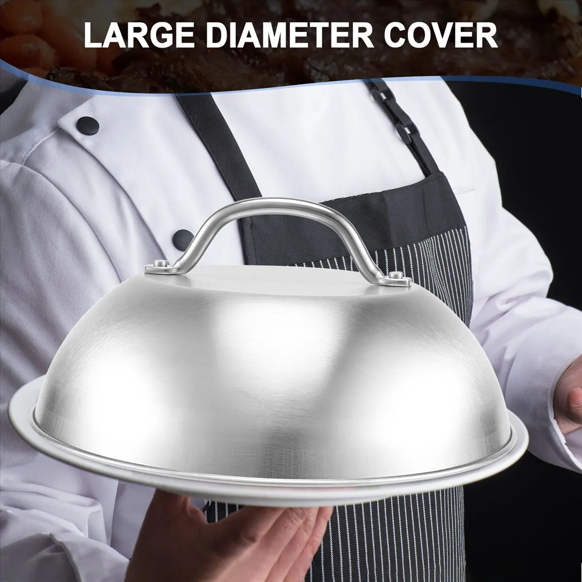 2026 Trend-Stainless Steel Steak Cover Thicken Western Restaurant Western Food Cover Hand Handle Steak Cover Hemispherical Cover
