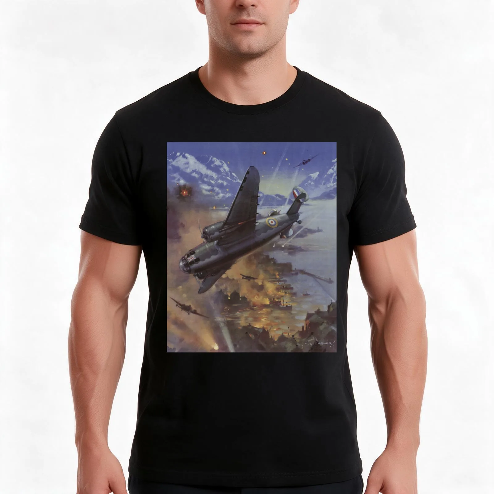 Raid on Coastal Command on German Shipping at Aalesund, Norway T-Shirt, Summer Casual Cotton Tee, Oversized Streetwear Tops