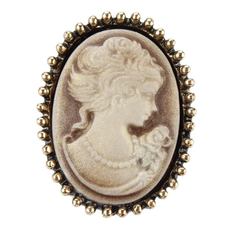 Vintage Cameo Elegant Queen Head Portrait Brooch For Women Antique Wedding Bridal Bouquet DIY Clothing Jewelry