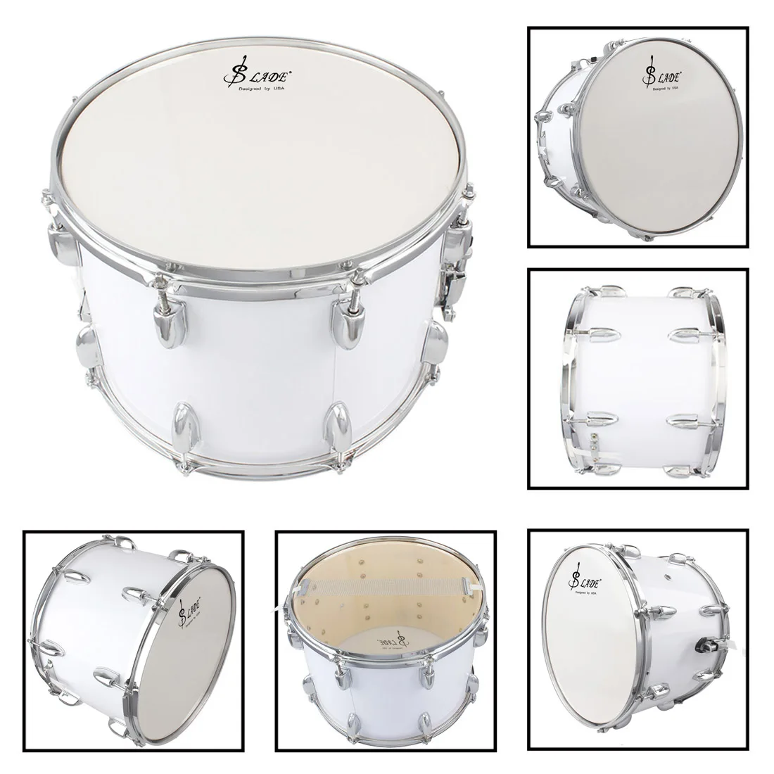 SLADE Marching Drum Polyester Film Head Practice Performance Marching Snare Drum with Strap Drumsticks Percussion Instrument