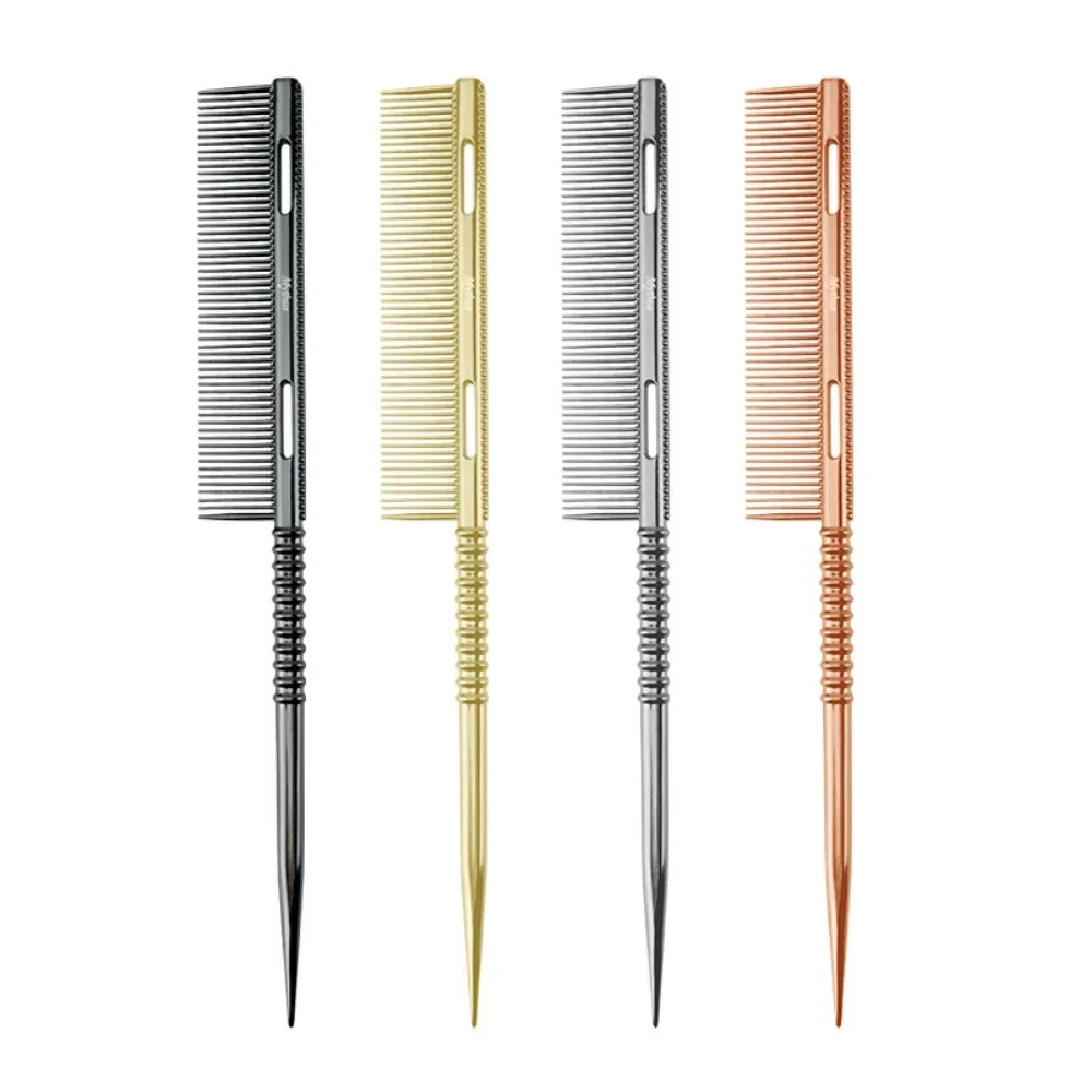 Peigne à cheveux fin en aluminium, peignes de coiffure à queue de rat, brosse à cheveux pour la coupe et la séparation, accessoires de barbier, outils de coiffure pour salon