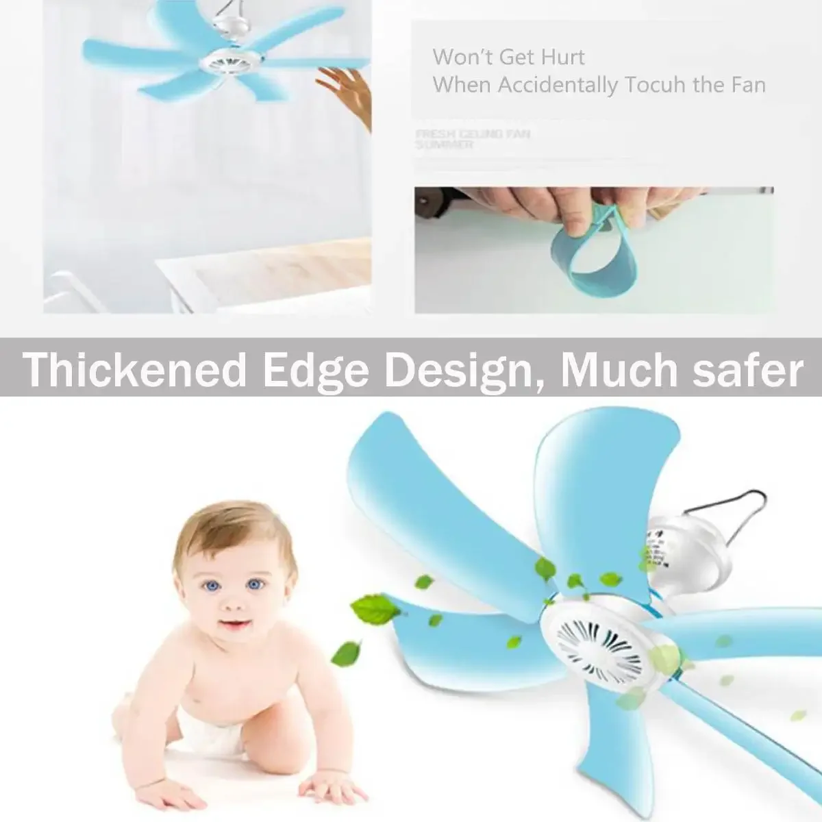 8W Stille Plastic 6 Bladeren Draaien Mini Wind Plafondventilator 40Cm Opknoping Elektrische Ventilator Student Plafondventilatoren Zachte Wind Huishoudelijke 220V