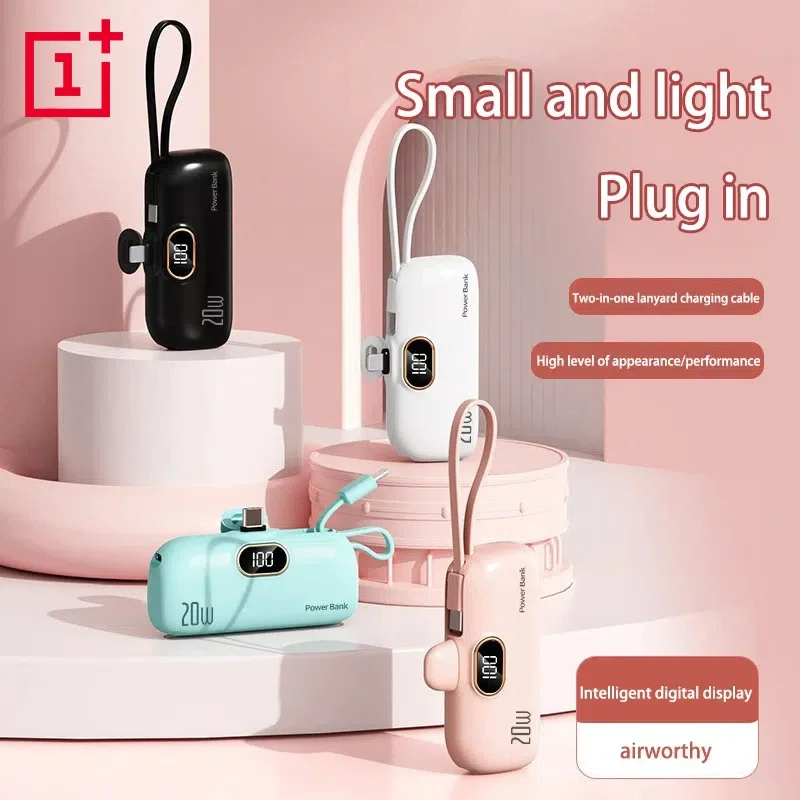 ONEPLUS 50000mAh Mini Portable Power Bank Capsule Mobile Power Supply Emergency External Battery Fast Charger For Type-c iPhone