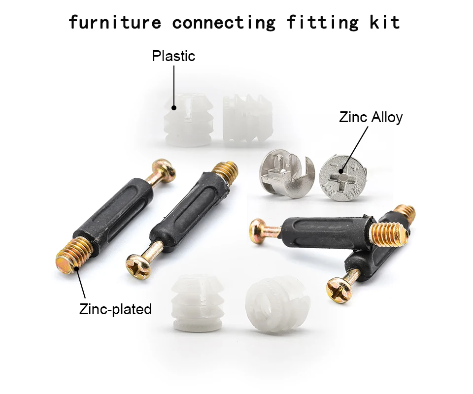20-teiliges 3-in-1 Möbelverbindungs-Hardware-Set: Exzenterschrauben, Exzenternutmuttern und Exzenterverriegelungsmuttern für Schrank- und Schrankverbinder – Detail 1