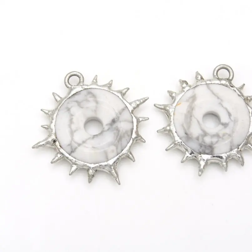

10 шт. Паянные кулоны ручной работы в стиле Y2K, в форме монеты, с органическими шипами-когтями, шипованные, из полудрагоценного камня гаулит