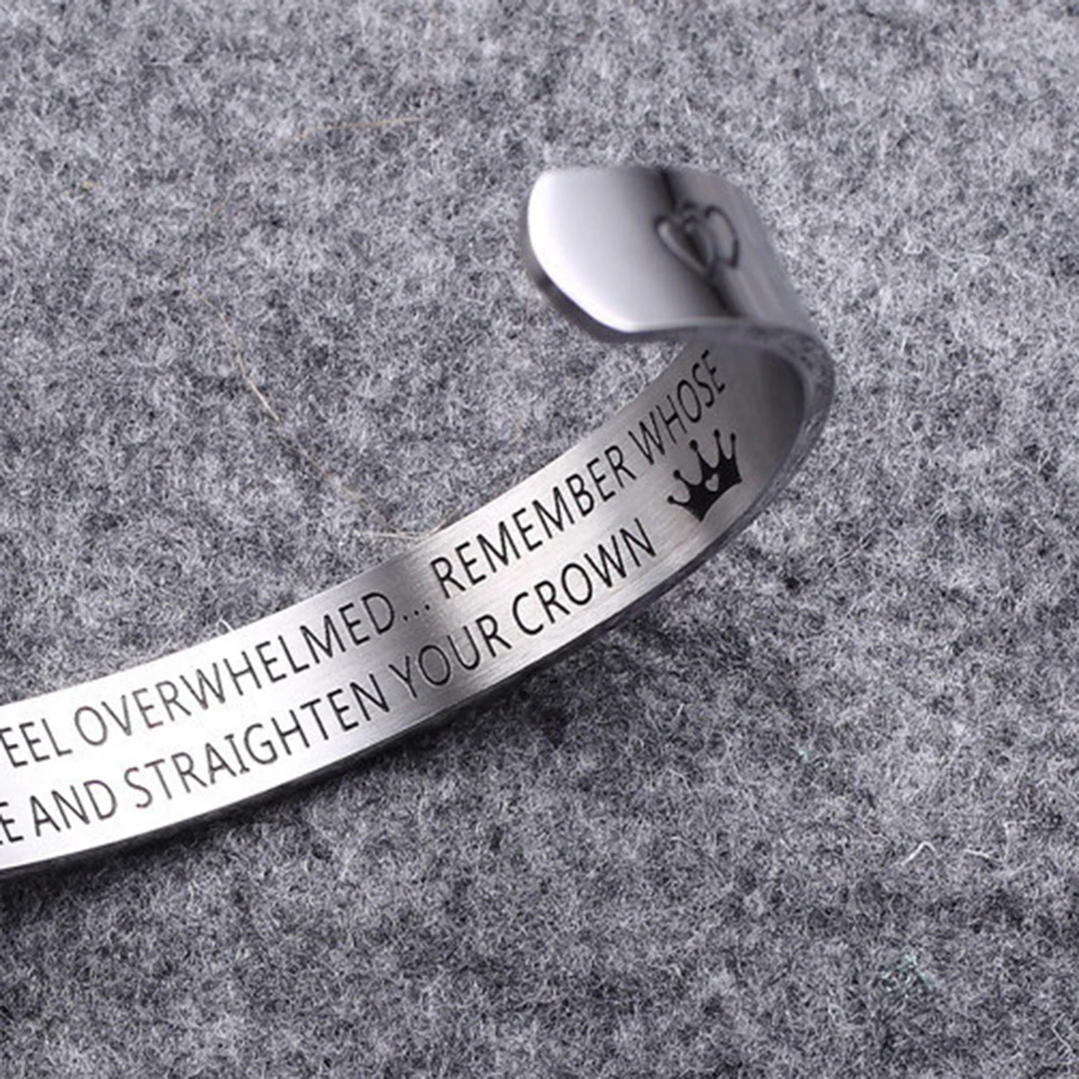 

C Shaped Engraved Crown Bracelet for Women Titanium Steel Letter Bangle Simple Fashion Jewelry Gift Niece Birthday Party Travel