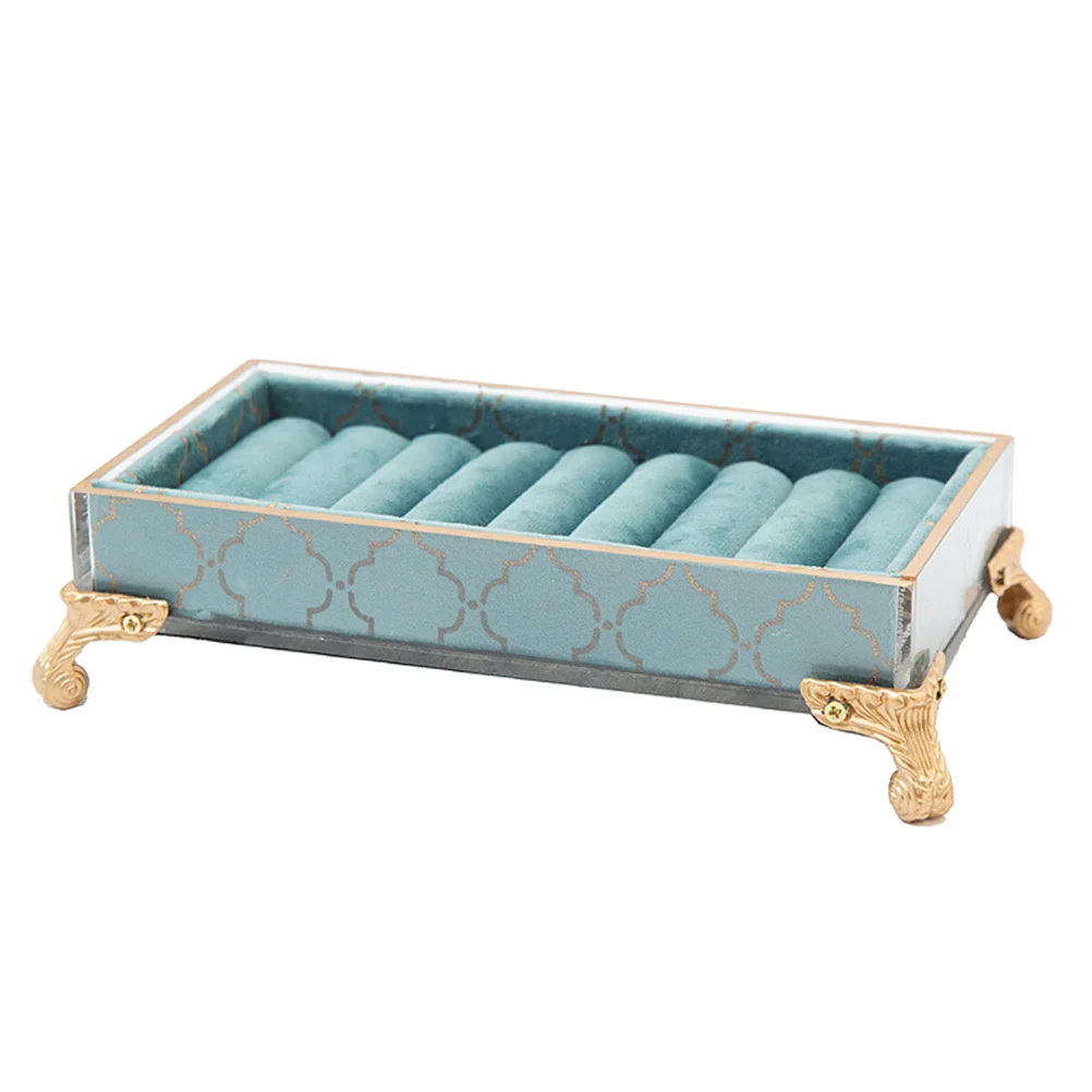 Blue Series Rings Tray Gilding Jewelry Holder Creative Display Rack Jewelry Storage Organizer for Retail Store