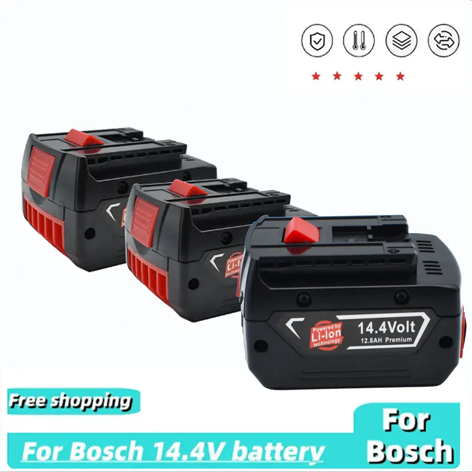 Recarregável Li-ion Battery Cell Pack para BOSCH, Furadeira elétrica sem fio, chave de fenda, BAT607G, BAT614G, 14.4V, 12.8AH