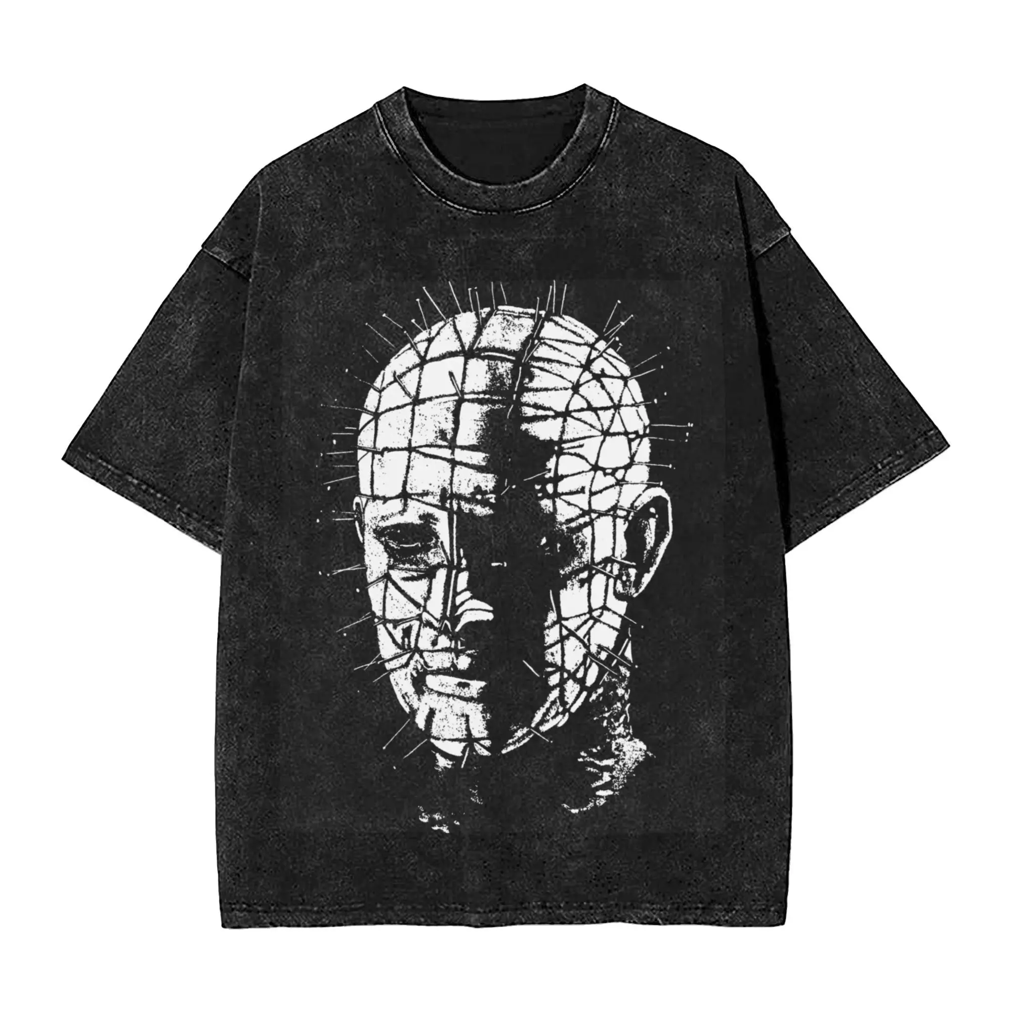 Head full of pins Hellraiser Washed T Shirts Streetwear Hip Hop Novelty T-Shirt  Tees Tops Men Women Cotton Oversize Summer