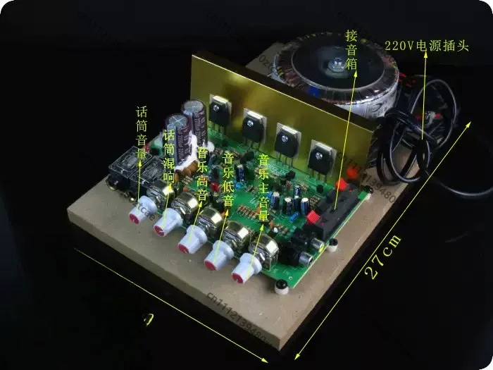 200W Dual Channel Karaoke Amplifier Board 220V Input With Reverb & Microphone Jack High Power DIY Audio Amp Module