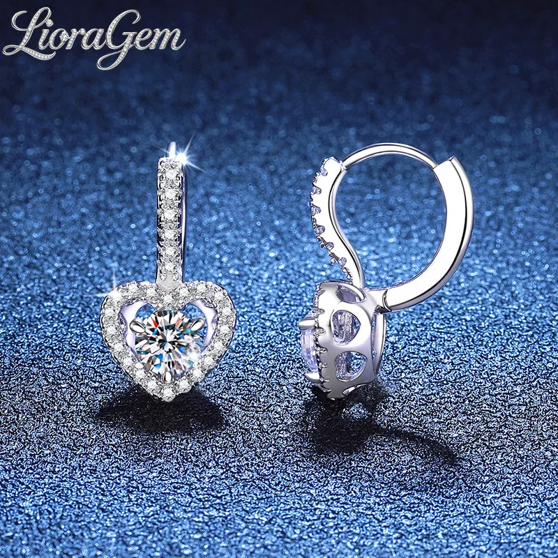 

LioraGem Sweet Moissanite Heart-Shaped Pendant Earrings, 0.5-Carat Moissanite Earrings—The Perfect Gift Platinum PT950 Stamp