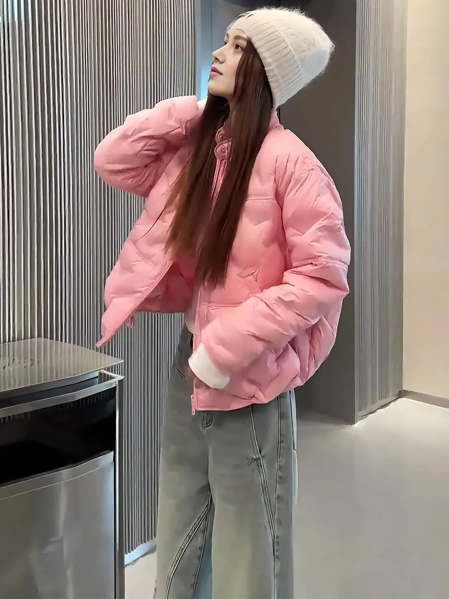 Faionable ligero ort mujer abajo Jaet 2025 invierno nueva llegada cálido Color puro coreano Sle Casual ajuste suelto