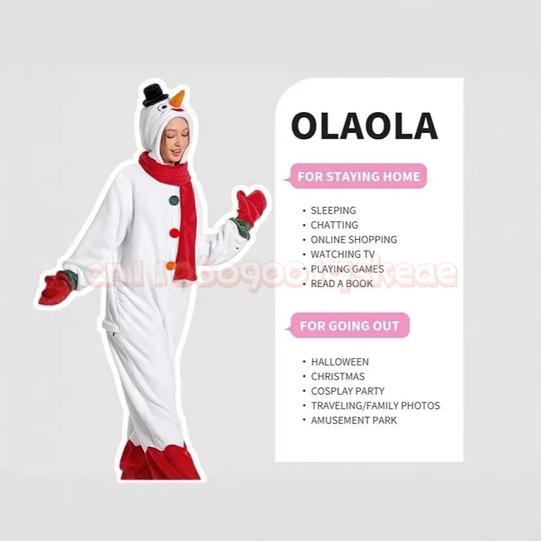 ชุดคริสต์มาสสำหรับผู้ใหญ่และเด็ก ชุดนอนผ้าพลัฌแบบครอบคลุมสำหรับพ่อแม่ลูก ลายซานตาคลอส กวางเรนเดียร์น่ารัก มนุษย์หิมะ ชุดคอสเพลย์ ชุดนอนผ้าอุ่นสำหรับใส่ที่บ้าน