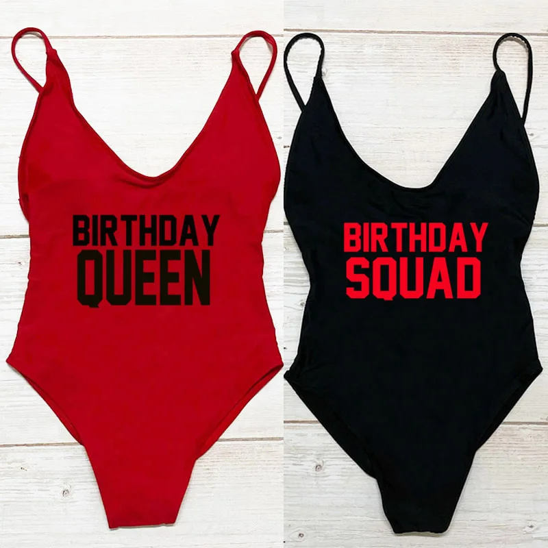 S-3XL Sexy Padded Swimwear Women Birthday Queen One Piece Swimsuit Summer Bathing Suit Girls Beachwear Party Backless Swim Suit