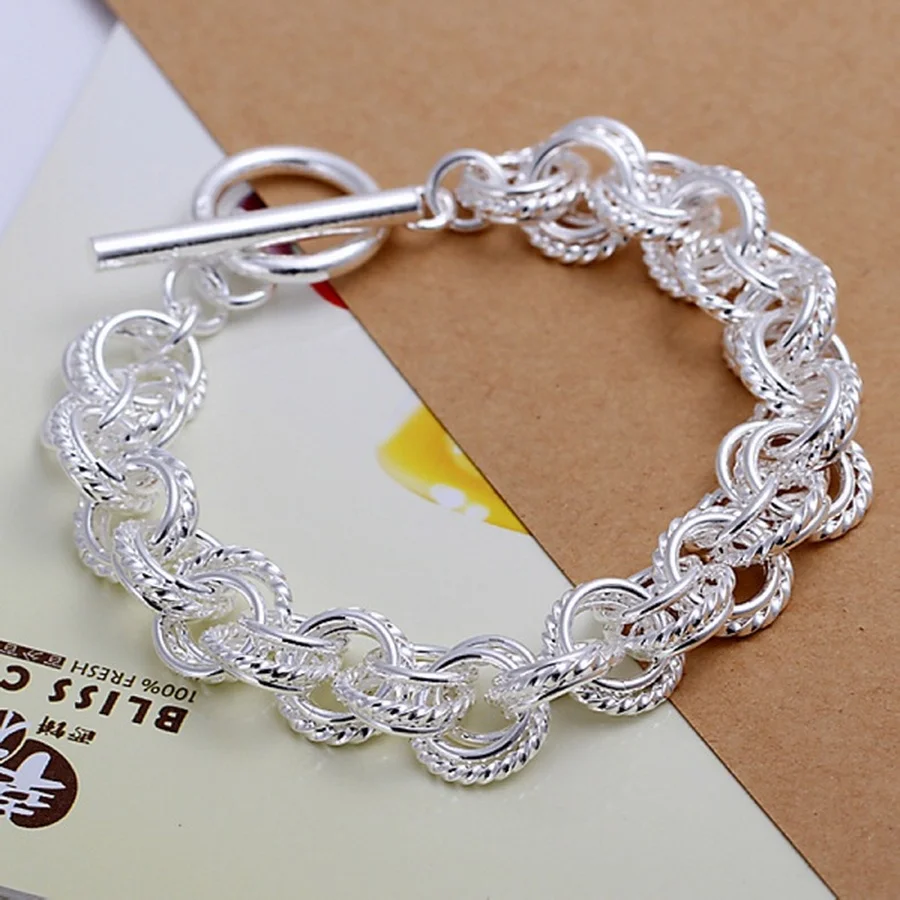 Image of Hochwertiger 925er Silberfarbener Schmuck, ziemlich schöne Mode, beliebte Armbänder, Hochzeit, Party, Kreis, Fabrikpreis