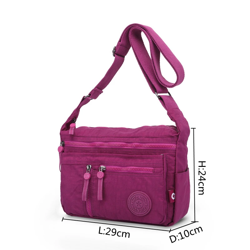 High Quality Nylon Men Women Shoulder Messenger Bag Cross Body Large Capacity Purse Waterproof Lightweight Blue Purple Red M0932