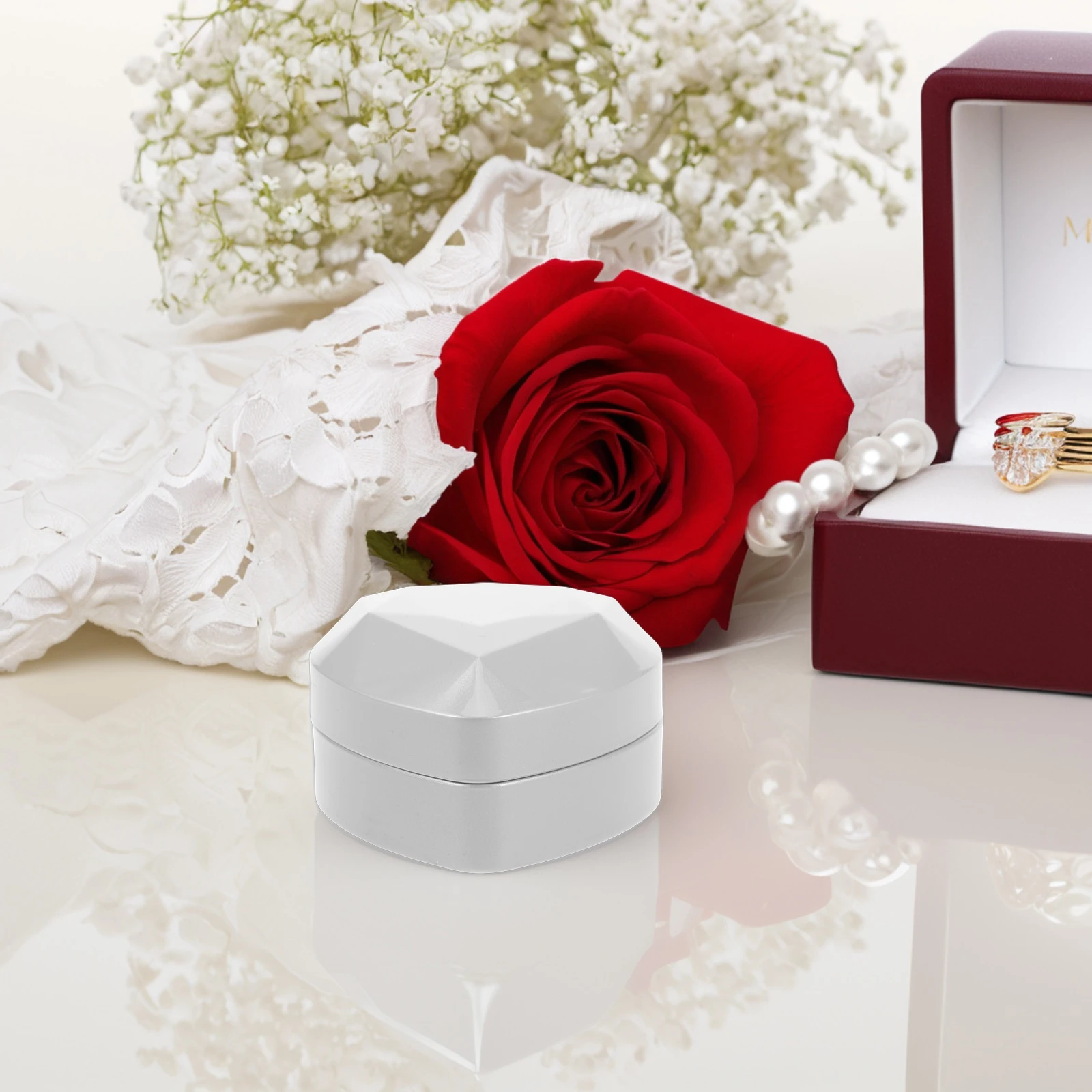 

Jewelry Boxes for Women Heart Shaped Necklace Case Ring White Rubber Embryo Miss