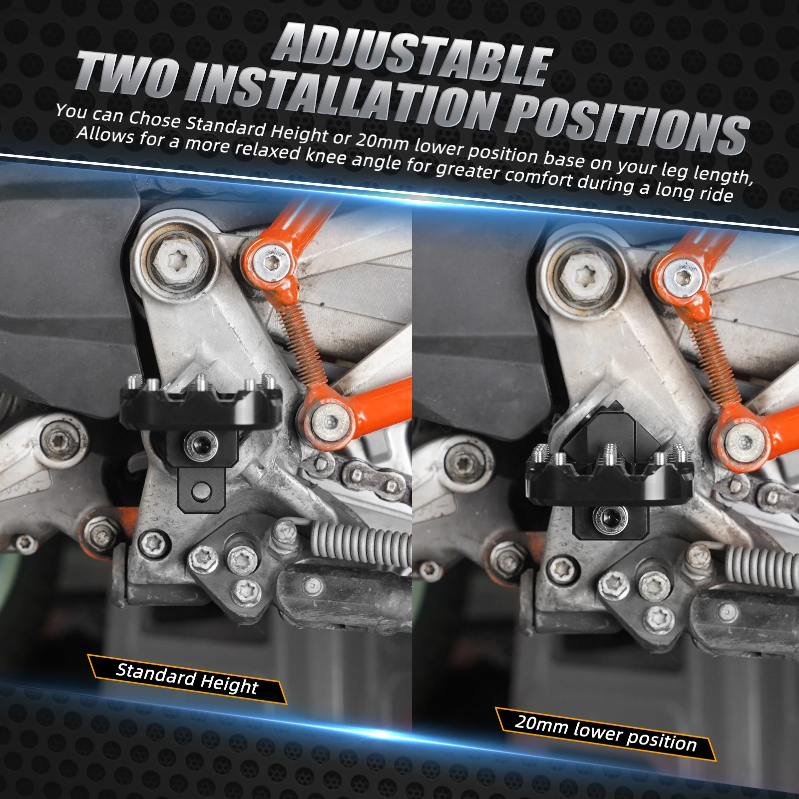 Für KTM 950 990 Adventure Supermoto 2002-2014 20mm Untere Fußrasten Fußrasten Für KTM 1050 1090 1190 1290 Adventure R S T 13-2020 – Detail 5