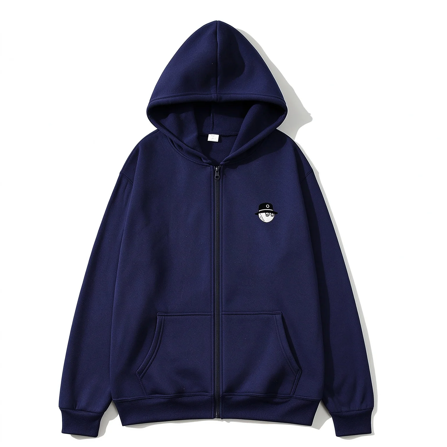 2026 Trend Embroidered Zip Up Hooded Fleece Jacket Men Women Fall Winter Solid Color Hooded Sweatshirt Coat