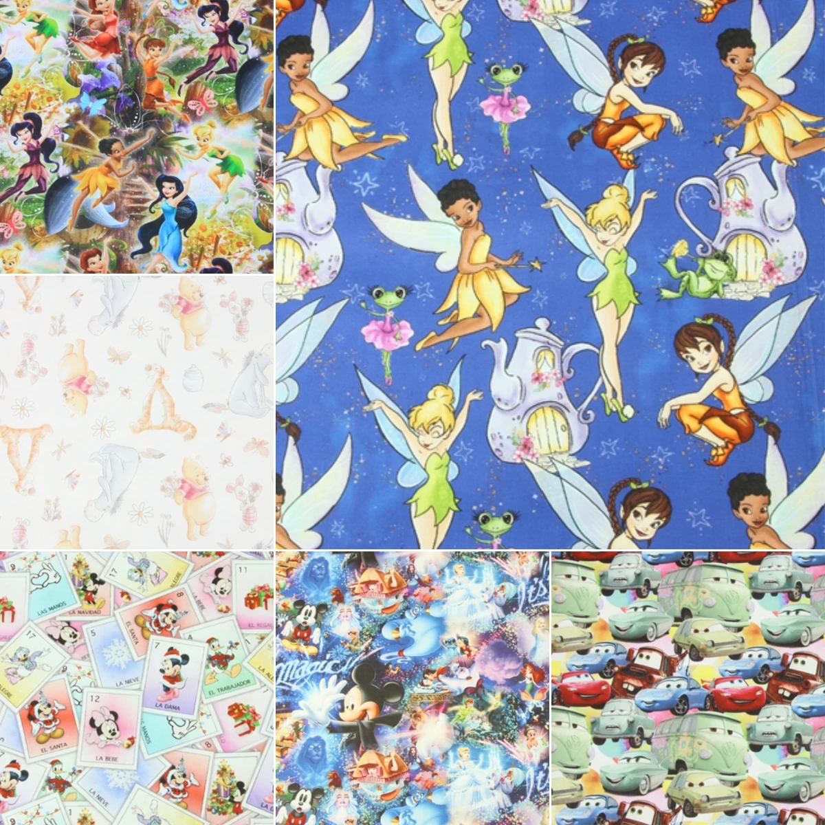 Disney Tinker Bell Christmas Mickey Minnie Cotton Fabric For Sewing Clothes Patchwork Fabrics DIY Needlework Quilting Material