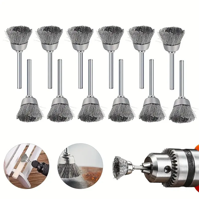 

12Pcs Wire Brush Set Rotary Tools Compatible Wheel & Pen Brushes for Crafting And Engraving