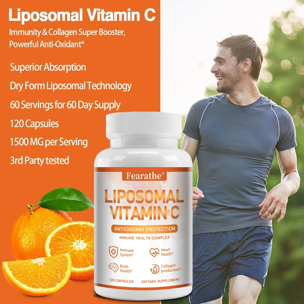 Suplemento Antioxidante Lipossomal Vitamina C, Suporta o Sistema Imunológico, Coração Cérebro e Pele, Promove a Produção de Colágeno