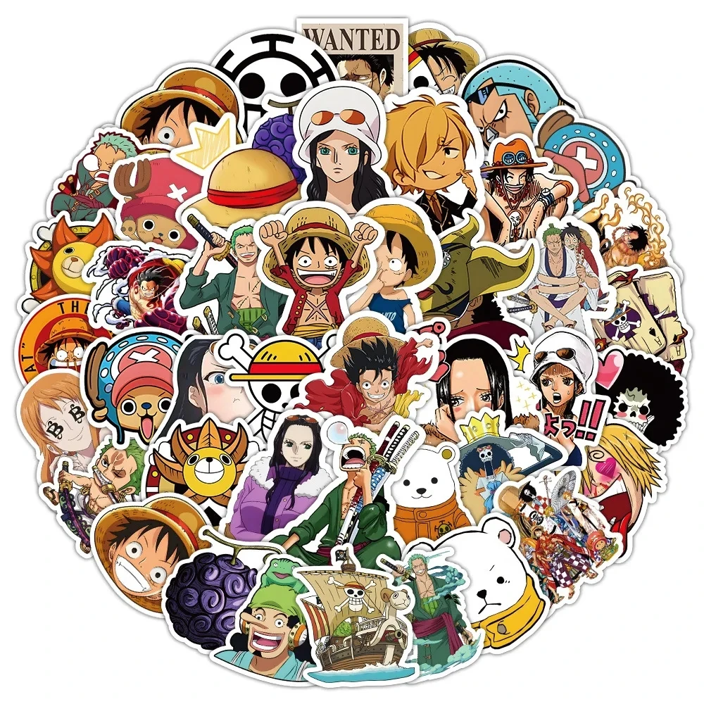 10/30/50pcs One Piece Stickers Anime Luffy Cartoon Decals Graffiti DIY Notebook Motorcycle Skateboard Phone Waterproof Kids Toys