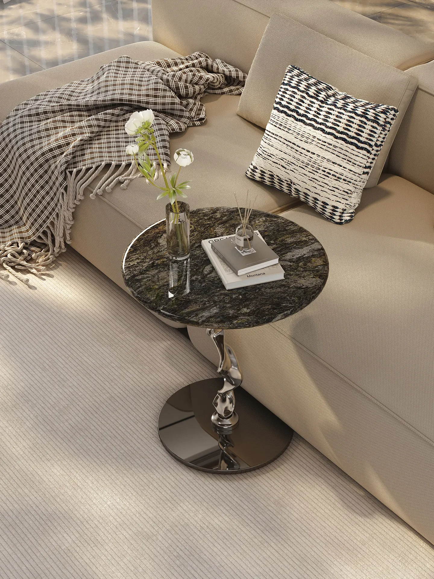 A few marble small edges on the sofa, a few coffee tables to move, and a few small tables in the corner of the living room.