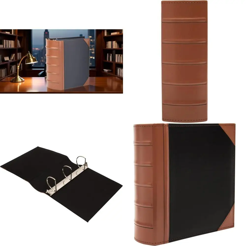 

Two-Tone Leather Binder with Stitching and Ribbed Spine, Holds 625 Sheets, 8.5x11, Suitable for Professional, Office, or Home Us