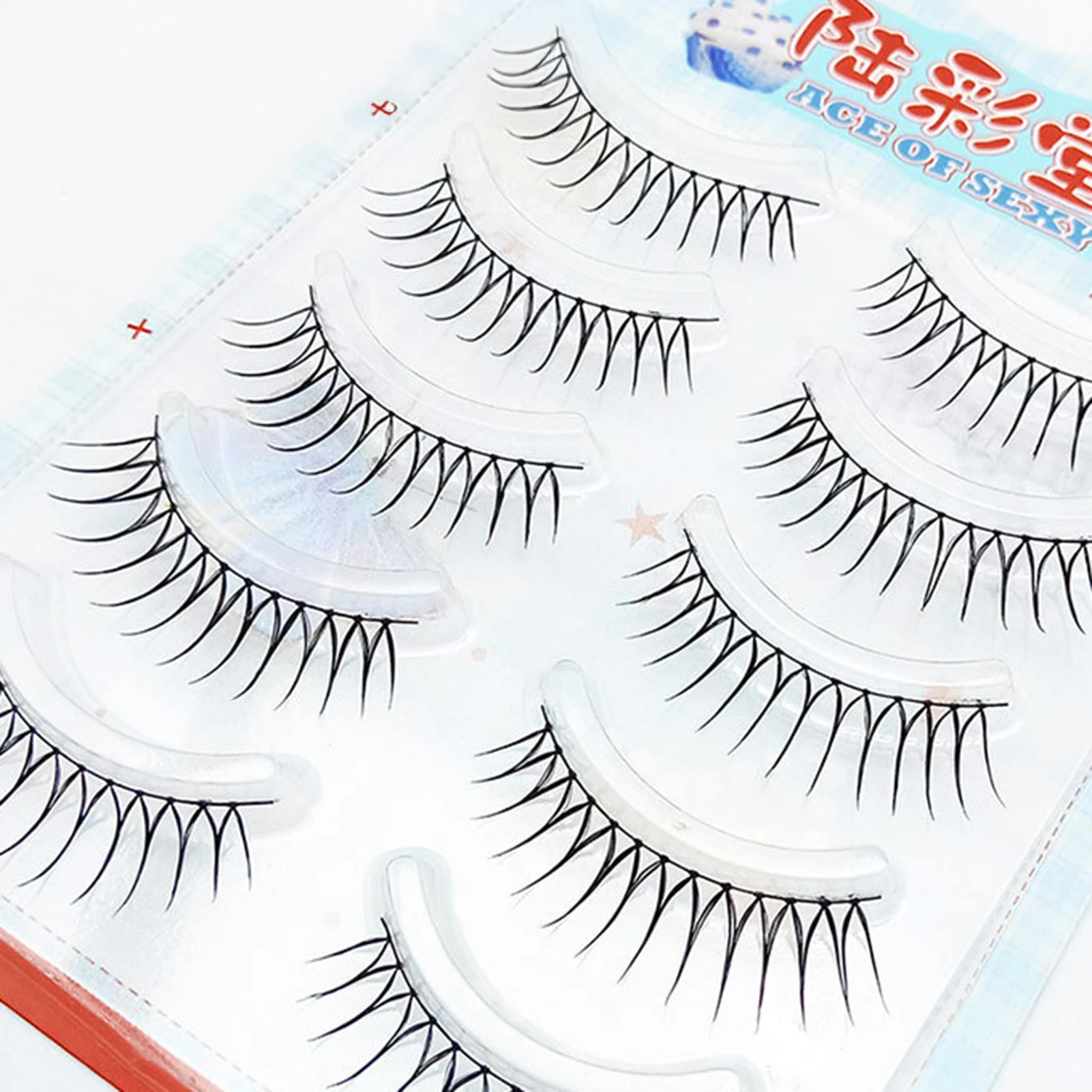 5Pairs ACE U Shape False Eyelashes Black Stem Natural Wispy Simulation Korean Style Fake Eyelash Extension For Women Makeup Tool