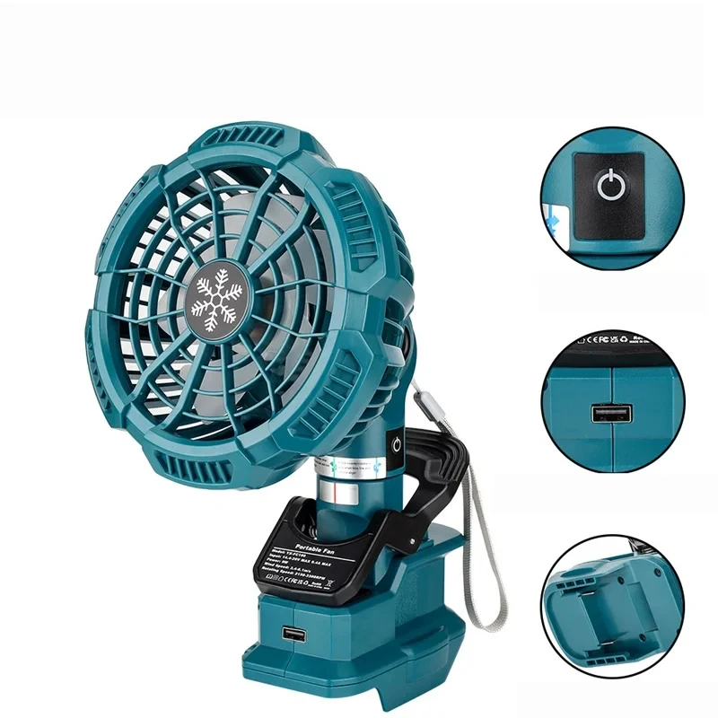 Portable Clip on Fan for Makita 18V lithium Battery Battery Powered Stroller Fan with 3 Energy Efficient Speed for Outdoor