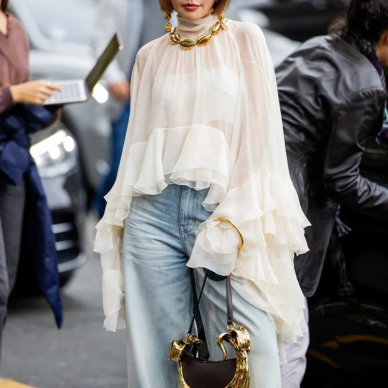 

Women Fashion Casual Shirt Summer New Temperament Elegant Design Long-sleeve Top Cool Comfortable Thin coat women trench coat